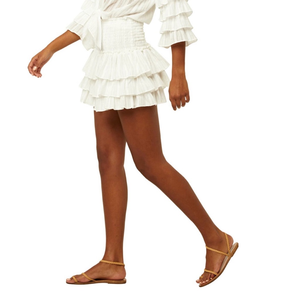 NWT $260 | MISA Los Angeles Agnes Smocked Tiered Skort White XS